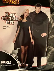 NIP Spirit Halloween Black Collared Bat Cape Halloween Costume Adult One Size. Condition is Pre-owned. Shipped with...