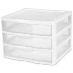 Clear drawers allow viewing of contents and accommodate a standard ream of 12