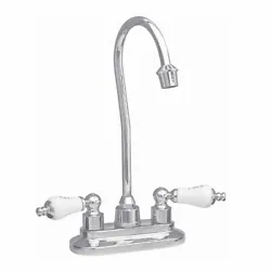 It has ceramic, washerless valves. Pull out plug not included. Does not include pop-up drain. Shape: Gooseneck. Style:...