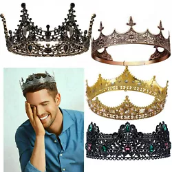 ♕ This retro king crown is made of iron and copper featuring Antique Finish, dotted with carved time-honored patterns...
