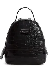 GUESS Factory Newberg Mini Backpack BlackEnd your look on a posh note with this croc-embossed backpack designed in a...
