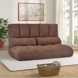 Tensun Foldable Double Chaise Lounge Sofa Floor Couch with Two Pillows for Living Room Bedroom Balcony,5 Levels...