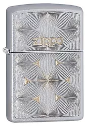 Zippo item # 29411. Zippo Windproof Lighter With Flowers and Logo.
