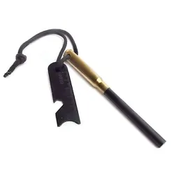 Start a fire anywhere with this unique heavy duty ferro rod. One of a kind ferro using a recycled brass casing for a...