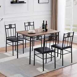 ² 【Dining Table Set for 4】The dining table set includes a wooden table and four chairs. ² 【Easy to...