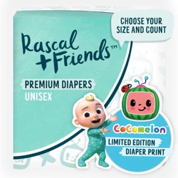 Rascal + Friends premium diapers are made to move in, made to power through the night without leaks in, are free from...