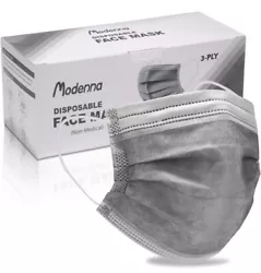 one Pack Modenna 3-PLY Face Mask Disposable Grey 50/Box ( 50Pcs).