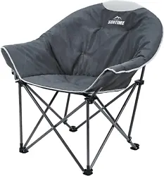 Oversized Padded Moon round Saucer Sofa Chair, Portable Folding Camping Chair, with Carry Bag - Gray. Size Sofa Chair....