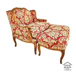 Oversized French Bergere Chair & Ottoman. Ottoman: 36