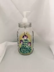 Beautifully hand painted glass quart size (32 oz.). liquid soap dispenser. This is great for either your kitchen or...