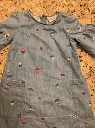 Hanna Anderson- Chambray Embroidered Flower Dress Size 4 or 100cm. Beautiful dress with delicate flower embroidery all...