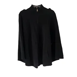 Big Buddha black full zip sweater cape styleSide pocketsSize S/MNew with tagsMeasurements: Length: 29