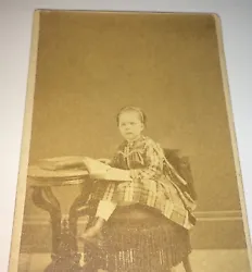 IDd as Bessie Tiffany. Wonderful Portrait of Adorable Little Girl, Reading Book! Large Book on Table! Location:...