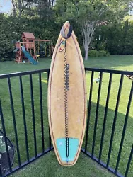 Comes with leash and fins. Nose and rail need to be repaired, also small dings on board. It’s a 5’9 short board...