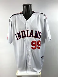 CLEVELAND INDIANS Movie MAJOR LEAGUE #99 Rick VAUGHN Sewn Jersey. Button Down 100% Thick Polyester Baseball Jersey....