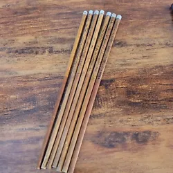 (7) Vintage Bamboo Wooden Etched Chop Sticks w/ Metal Ends.(7) Vintage Bamboo Wooden Etched Chop Sticks w/ Metal Ends....