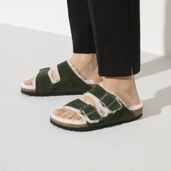 Birkenstock Shearling Arizona Green Suede Sandals Size 39 Narrow New. The legendary two-strap design from BIRKENSTOCK -...