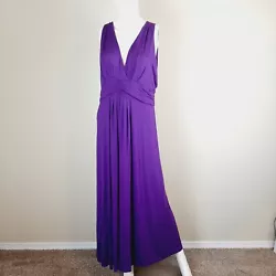 Iman Global Chic Collection double wrap V-neck maxi dress in purple stretch knit. Length 52