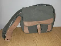 L.L Bean Field Canvas Book Bag Messenger Shoulder Adjustable Leather Olive Green. Please review pictures before...