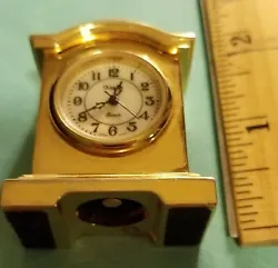Solid Brass Small Desk Clock - keeps time, new battery.