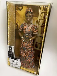 Sculpted to her likeness and dressed in a head wrap and dress with floral print, the Maya Angelou Barbie® doll...