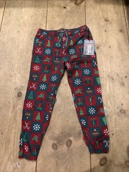 Iron Co. Christmas Stretch Jogger Pant Men M Red Holiday Festive Comfort Lounge. Condition is 