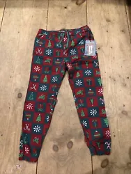 Iron Co. Christmas Stretch Jogger Pant Men M Red Holiday Festive Comfort Lounge. Condition is 