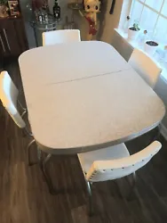 Made in Houston Texas,USA. All in original vinyl. Chairs were originally yellow. No table leaf.