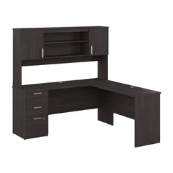 The Bestar Ridgeley 65W L Shaped Desk with Storage allows you to set up a fully functional workspace with plenty of...