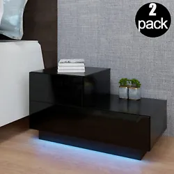 The RGB LED 2-Drawer Nightstand End Table completes modern bedroom design. Smooth finish is not only easy to clean but...