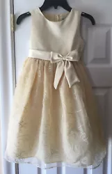 Girls Fancy Rare Too! Tan Beige Floral Design Dress Size 5. Condition is pre-owned. Shipped with USPS Priority...