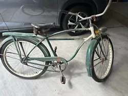 Vintage 1952 Schwinn Hornet bicycle. All original parts, no restoration done. Functional light. Rides great!
