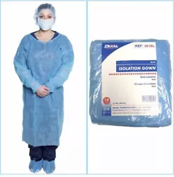 Dukal Isolation Gown, Non-Sterile, Blue Pack of 10.Condition is New.