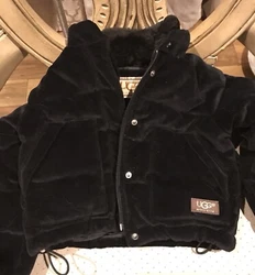 Geourgeous toddler/boys UGG velour jacket with down insulation and genuine sheep removable collar. Two pockets outside....