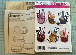 Simplicity 2450 Craft Sewing Pattern Mug Desk Organizer Cover GREAT Teacher Gift. Pattern is previously owned unused...