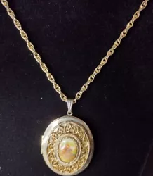 Vintage Medium Oval Photograph Locket Pendant. Detailed. 24 inch chain 3 mm