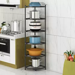 6-Tier Shelf and Fan Design to Save Your Space: This kitchen corner shelf have 6-Tier layers with large capacity to...