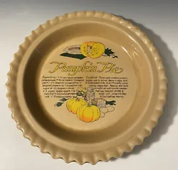 Pumpkin Pie Plate with Recipe (Ceramic) 11”.