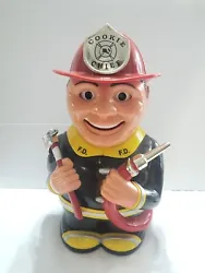 Talking Fireman Cookie Jar 2002 Fun-Damentals Fire Chief with Axe & Hose. Batteries not Included.