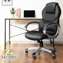 Ergonomic backrest give body fully support. Black premium leather embellished with red stitch. 1 X Office Chair....
