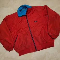 Selling VTG 80s 90s Patagonia Mens 2XL Red Fleece Lined Winter Ski Jacket USA Made. Zipper is missing the pull tab (See...