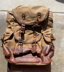 WUDON Men Travel Backpack, Genuine Leather-Waxed Canvas Shoulder Hiking. Shipped with USPS Priority Mail.