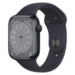 Watch Series 8 GPS, boîtier aluminium Minuit 45 mm avec Bracelet Sport Minuit Détection des accidents...