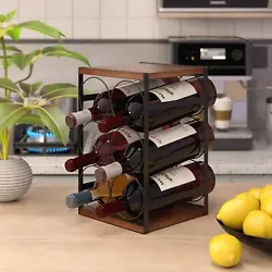[RUSTIC WOODEN TOP]This wine organizer equipped with a natural wood top, which you can put the bottle opener or wine...