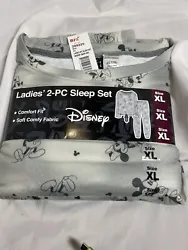 Disney Ladies 2 Piece Cozy Lounge Pants Pajama Set Gray NWT Woman’s Size XL.