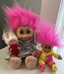 Vintage country girl Troll Doll with floral dress & other vintage Troll friends. All dolls are in good condition. I DO...