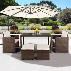 Material: rattan+ iron. MULTI-OCCASION USE: This wicker dining set is perfect for outdoor and indoor use. SIMPLE &...