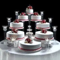 8 TIER WEDDING CAKE STAND. PLATES AND PILLARS ARE INTERCHANGEABLE THAT ALLOWS YOU TO DESIGN YOUR OWN CAKE STAND....