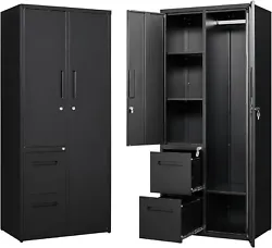 Cabinet with Drawers. The outer layer is also powder-coated to give the cabinet a silky finish. 71” Storage Cabinet....