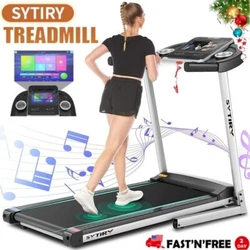 SYTIRY Electric Folding Treadmill For Running, Jogging, and Walking. This smart digital treadmill machine is an...